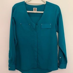 Teal Button Down Shirt // XSmall